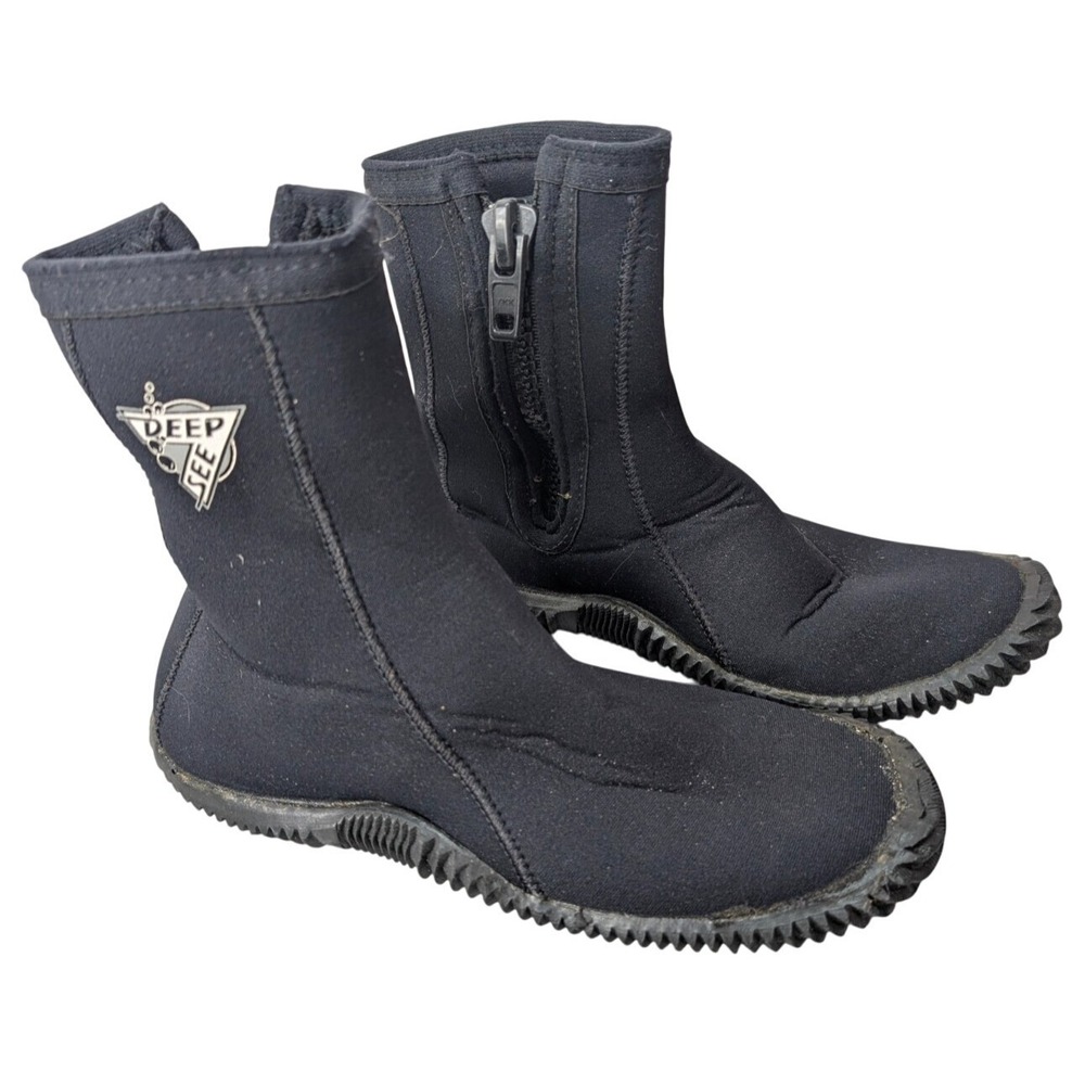 Deep See‎ Scuba Diving Water Neoprene Boots Side Zip Black PO#: 2051 Mens Size 7
